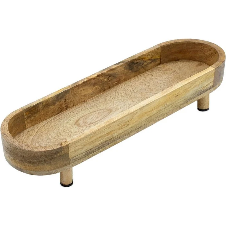 Spetebo Servierschale oval natur - 40 x 13 cm -, Mango Holz massiv, (Holz Serviertablett, 1-tlg), lebensmittelecht – Bild 5
