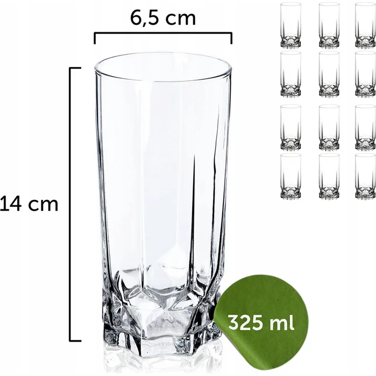 KADAX 12x Gläser 325ml für Getränke, Getränke, Wasser, hohes Glas-Set – Bild 3