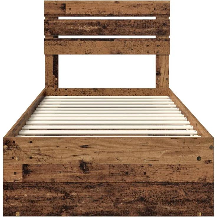 vidaXL Bettrahmen Altholz 75 x 190 cm Massives Kiefernholz 3411477 – Bild 6