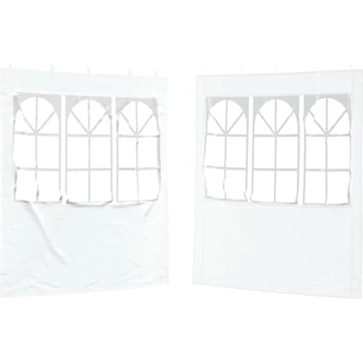 vidaXL Pavillon 200 x 195 cm, 2er Set Seitenteile aus PE und Stahl, weiß – Bild 1