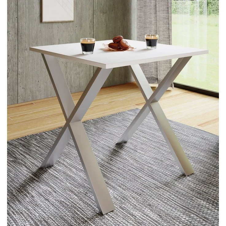 VCM Esstisch Xona 916770 Silber / Weiß H. 76 x B. 80 x T. 50 cm – Bild 1