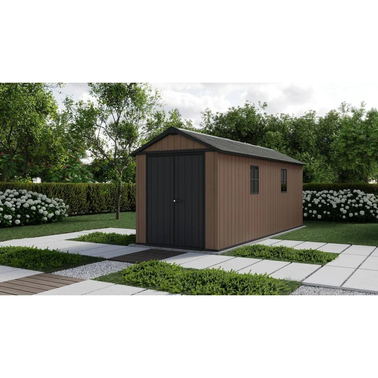 Dmora Gartenhaus Kincardine, Gartenhütte, Gartenhaus, Werkzeugschuppen, 230x539 h246 cm, Braun – Bild 2