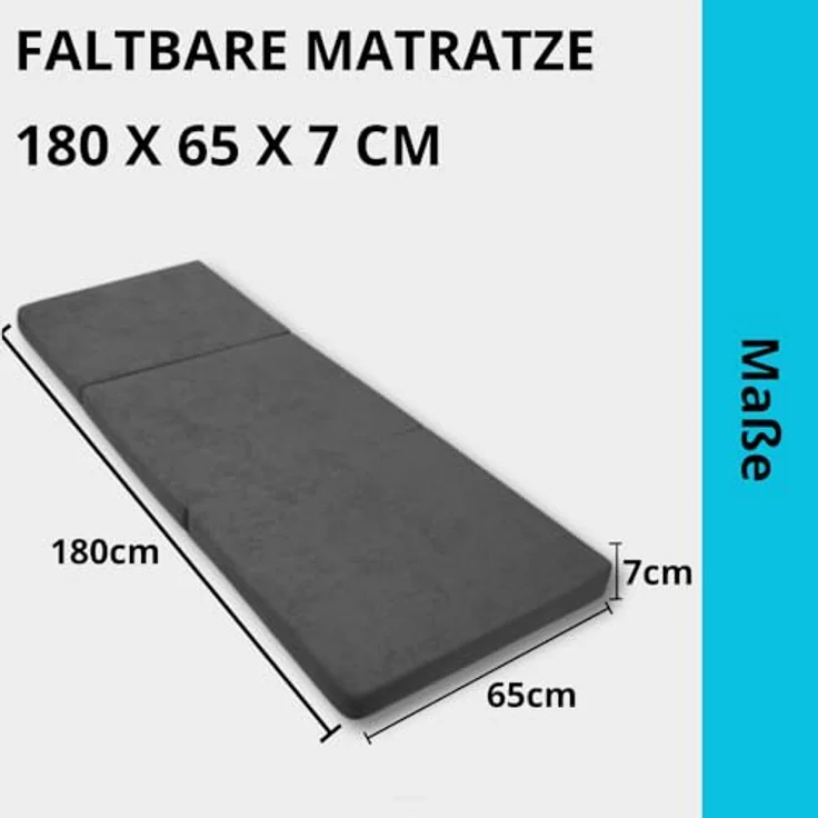Klappmatratze Klappmatratze Gästematratze VW GTD 180x65x7cm Faltmatratze Bezug Bett, FORTISLINE, 7 cm hoch – Bild 3