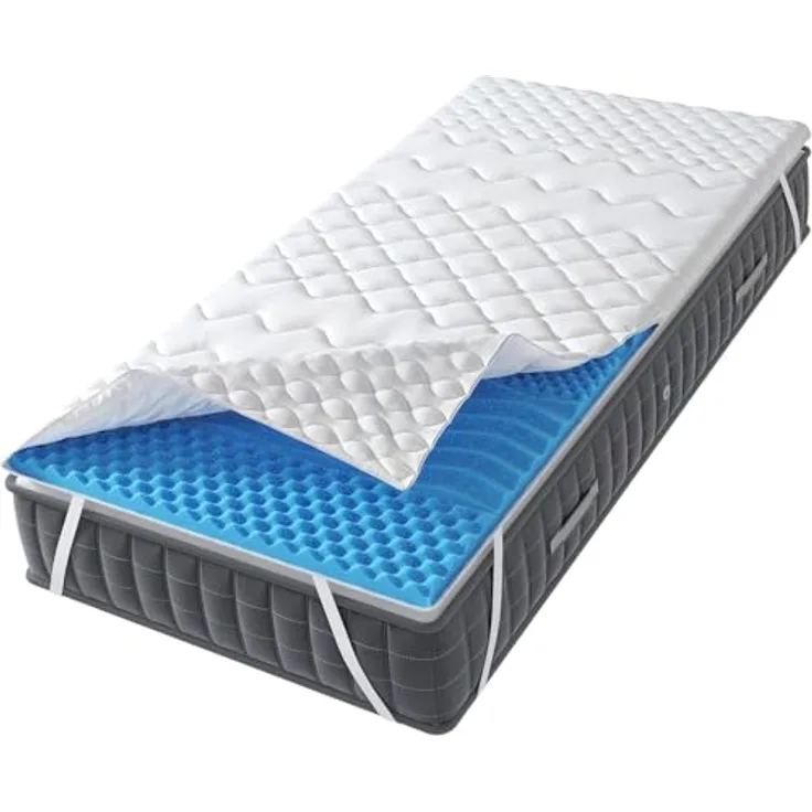 KNERST ErgoFit Matratzen Topper, 7-Zonen-Komfort, 5 cm hoch, 90 x 200 cm, abnehmbarer Bezug, waschbar bei 95°C
