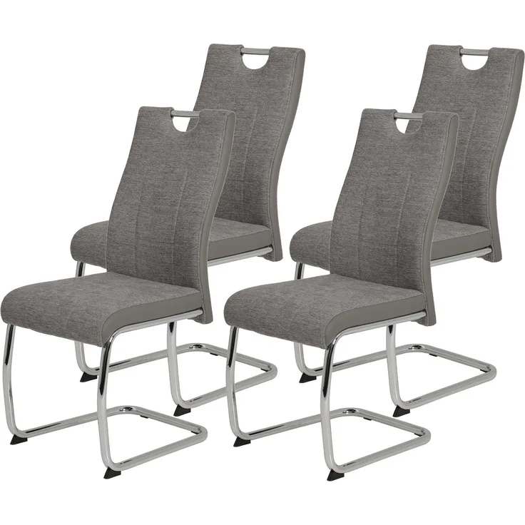 4er Set Schwingstuhl Alina - Webstoff Grau