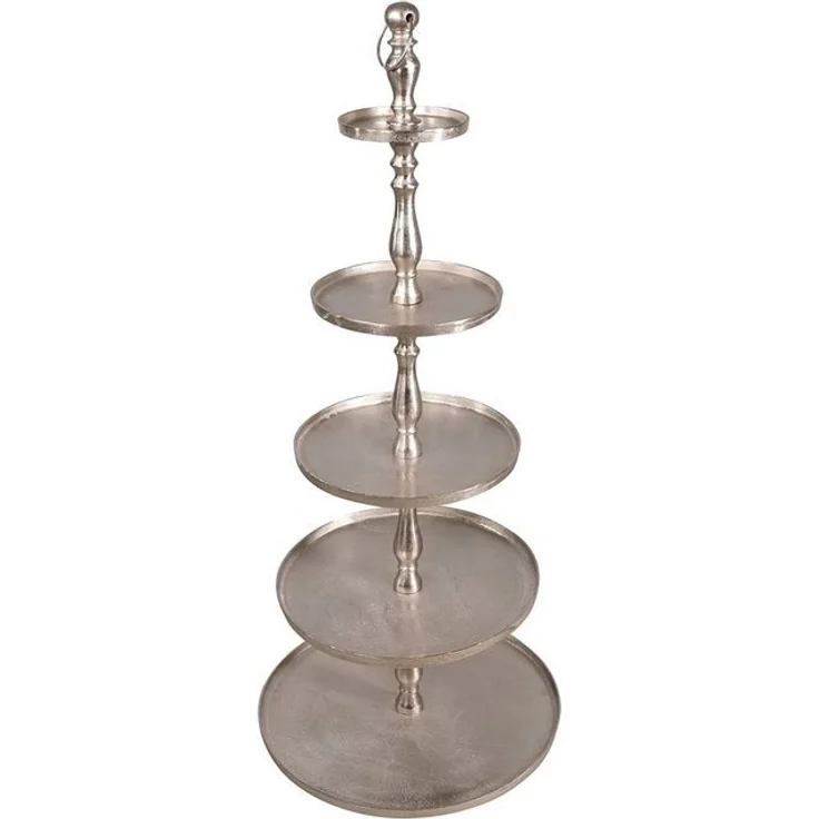 Lesli Living Dekoetagere Etagere Brush 140cm Aluminium gebürstet Silber 5-lagig Servierständer – Bild 2