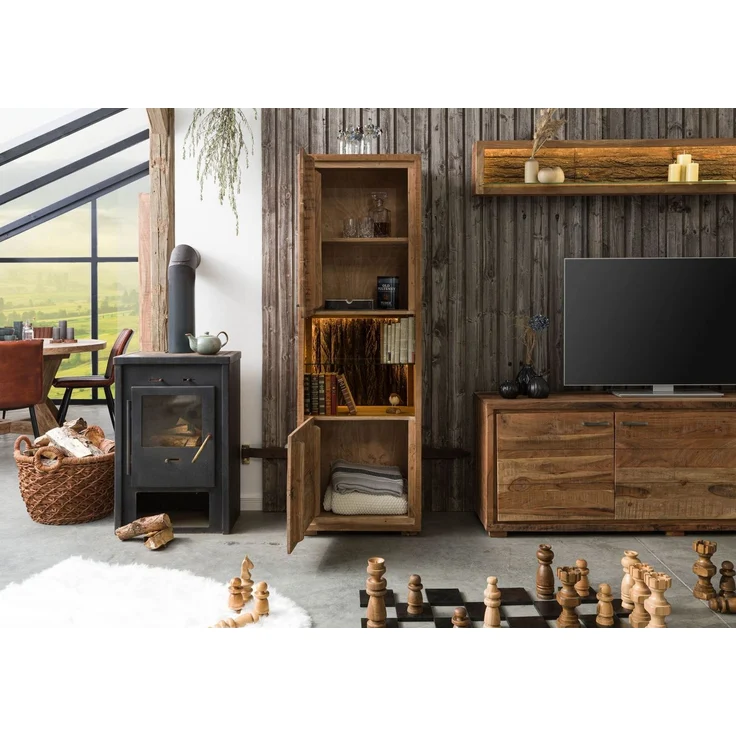 Vitrine Akazie 58x40x180 natur lackiert BARK #102 – Bild 3