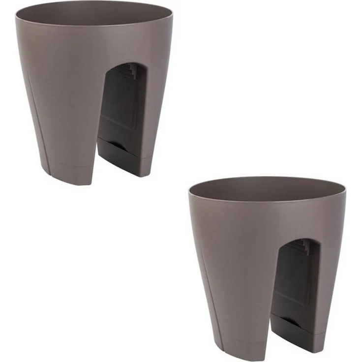 Engelland Blumentopf Geländertopf mit Wasserauffangschalen (Vorteils-Set, 2 St, Fassungsvermögen 9 Liter je Topf), UV-beständig, wetterfest, frostbeständig, ideal für Geländer/Zäune – Bild 4