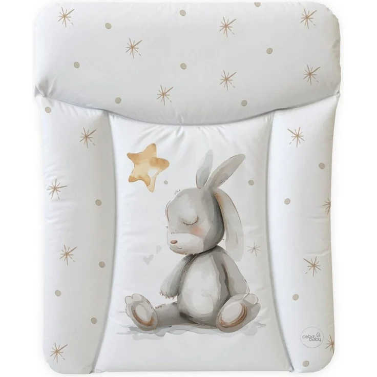 Ceba Baby® weiche Wickelauflage 50x70 cm - Baby Wickelunterlage - Wickeltischauflage für Junge und Mädchen - Wasserdicht, abwaschbar - OEKO-TEX® Standard 100 - Made in EU - Schlafhase – Bild 1