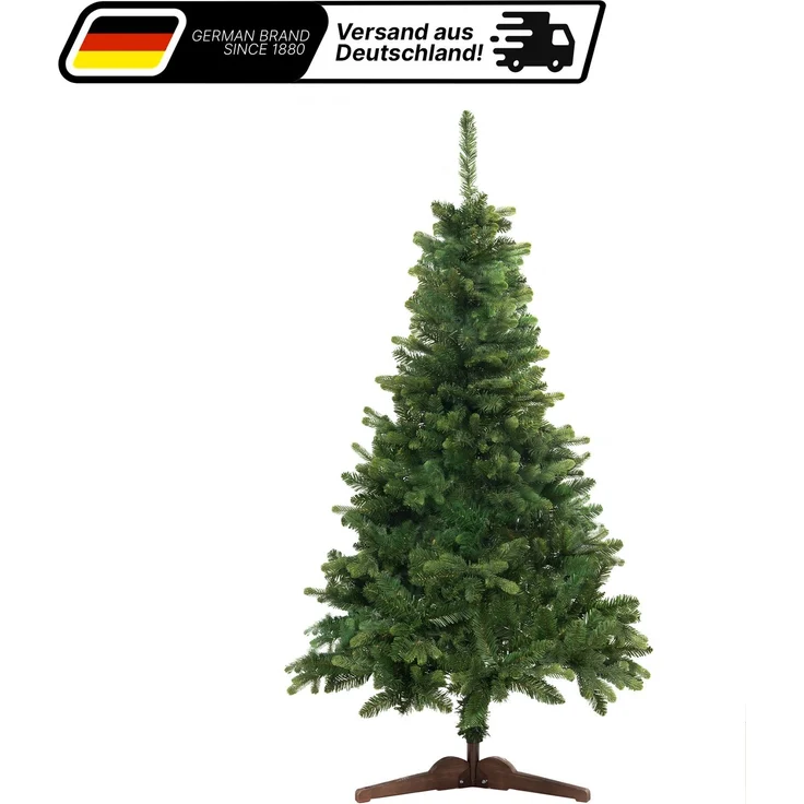 Aurelia Home Künstlicher Weihnachtsbaum 150 cm – PE/PVC in Nordmann-Optik, mit Holzständer und Tasche – Bild 1