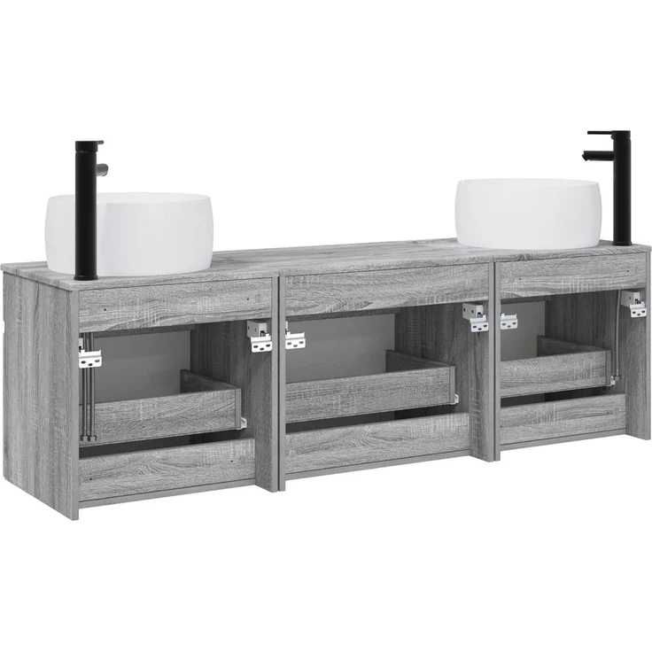 vidaXL Badezimmerschrank-Set 3 stk. Grau Sonoma 157 x 44,5 x 80 cm 3405773 – Bild 7