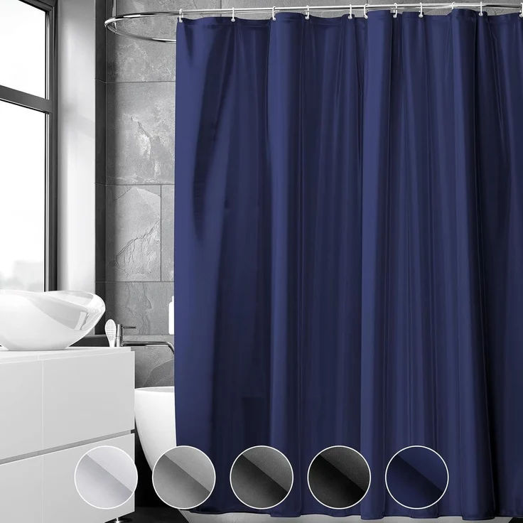 Duschvorhang 180x220 cm Anti-schimmel Badvorhang PVC Wasserabweisend Dunkelblau – Bild 1