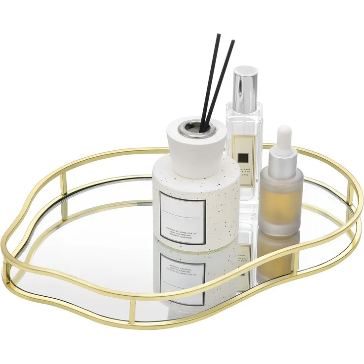 Navaris Organizer Serviertablett Parfum Tabletten Organizer Schmucktablett (1 St), Spiegeltablett 28x21x3cm - Tablett asymmetrisch Deko Tablett