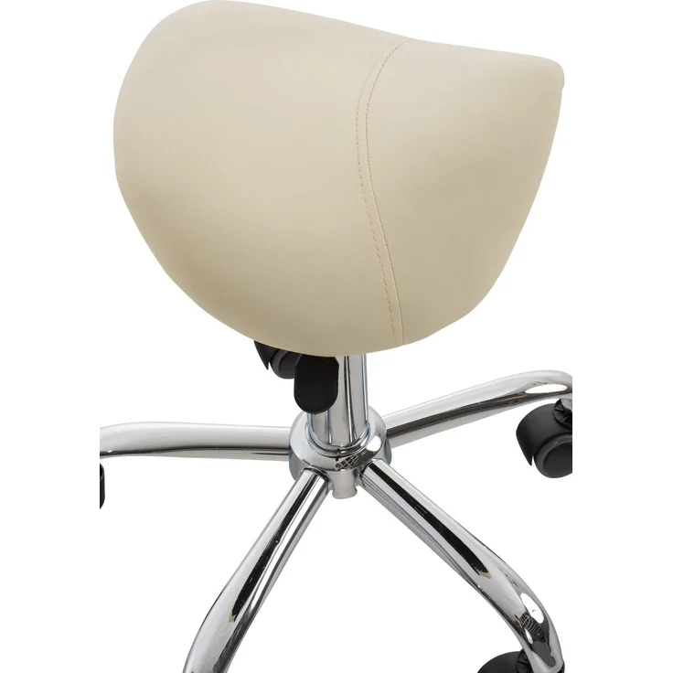 DELUKE® 2er Sattelhocker mit Rollen VOULI Höhenverstellbar, Drehbar Kunstleder pflegeleicht Rollhocker Arbeitshocker Praxishocker Arzthocker Bürohocker Drehhocker Creme – Bild 4