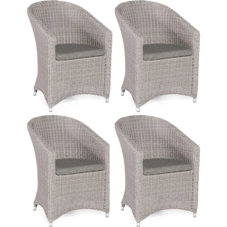 Sonnenpartner 4er-Set Garten-Sessel Solana Aluminium mit Polyrattan stone-grey Gartenstuhl