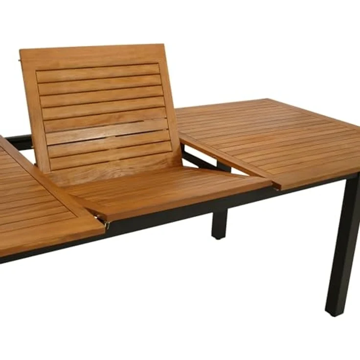 DEGAMO SARONNO Garten-Ausziehtisch, Alu + Akazie, anthrazit/braun, 180/240x100cm – Bild 5