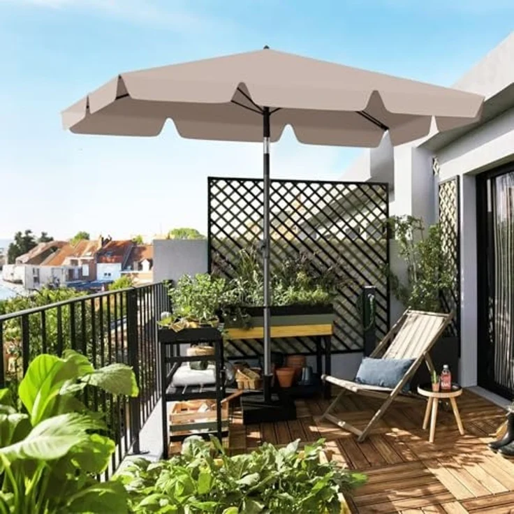 Sekey Rechteckschirm Sonnenschirm Rechteckig Balkon Balkonschirm Knickbar, LxB: 210,00x140,00 cm, UV50+ Sonnenschutz, für Terrasse – Bild 2