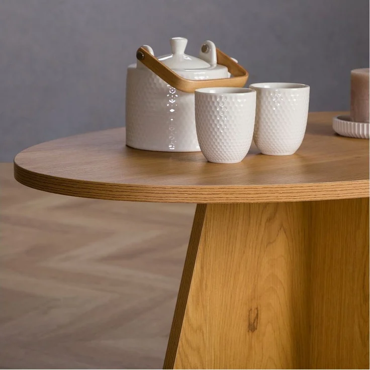 IDIMEX Couchtisch LAMESA, Runder Wohnzimmertisch, kleiner Beistelltisch japandi Wildeiche Dekor – Bild 2