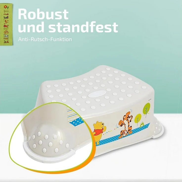 KiNDERWELT Perl Premium Tritthocker Disney Winnie Puuh stabiler Hocker für Kinder mit Anti-Rutsch-Funktion perl weiß mit einzigartiger Maserung individueller angenehmer Glitzereffekt – Bild 2