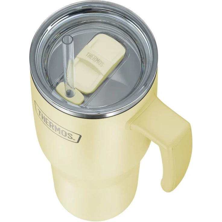 THERMOS Thermobecher REFRESHING SERIES ISOLIERTRINKBECHER mit Strohhalm, 1-tlg, Edelstahl, Kunststoff, Silikon, Titan, 1,10l, 6h heiß & 6h kalt, mit Griff – Bild 3