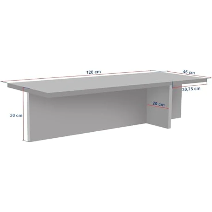 Hanah Home Stilvoller Couchtisch, 120 cm breit, 30 cm hoch, 45 cm tief | 100% melaminbeschichtet, 25 mm stark | Oberfläche in Travertin und Mailänder Nussbaum, langlebig und elegant – Bild 3