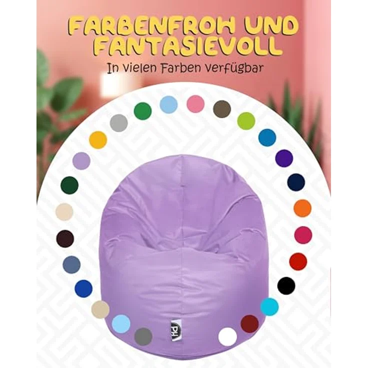PATCH HOME 2-in-1 Sitzsack Sessel - Gaming Bean Bag mit Reißverschluss - Bereits befüllt, Ergonomisch & Robust für Kinder & Erwachsene - Indoor & Outdoor, Wetterfest (Flieder, 155cm) – Bild 9