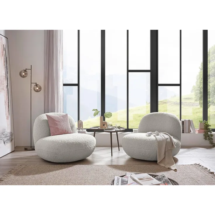 Drehsessel Chris ED Exciting Design Farbe Cream – Moderner Mikrofaser-Sessel mit Nosagfederung