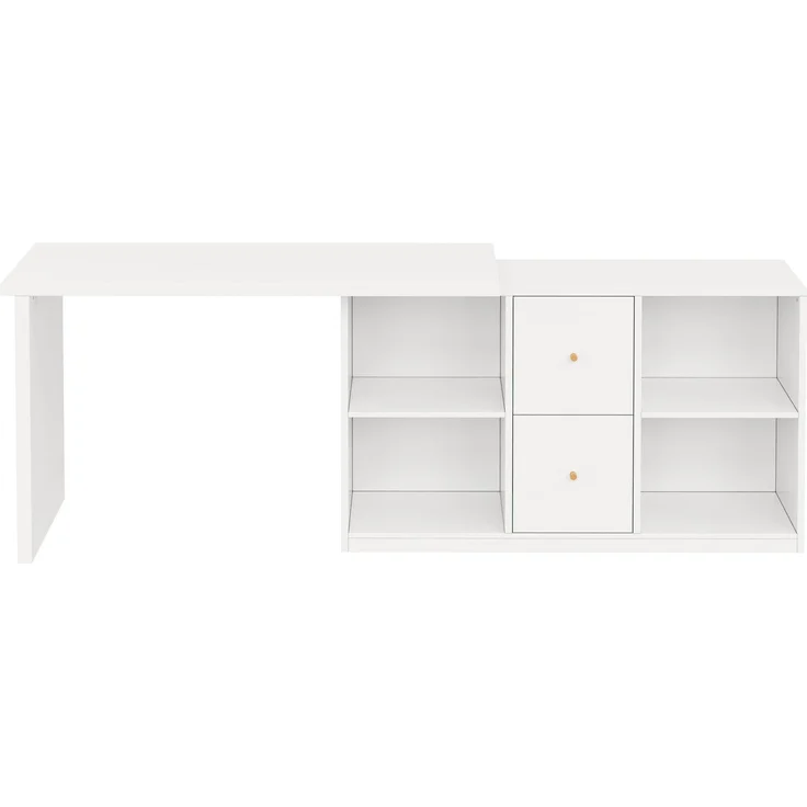 Eckschreibtisch 120x78x130 cm, weiß, beidseitig montierbar mit 2 Schubladen – Bild 6
