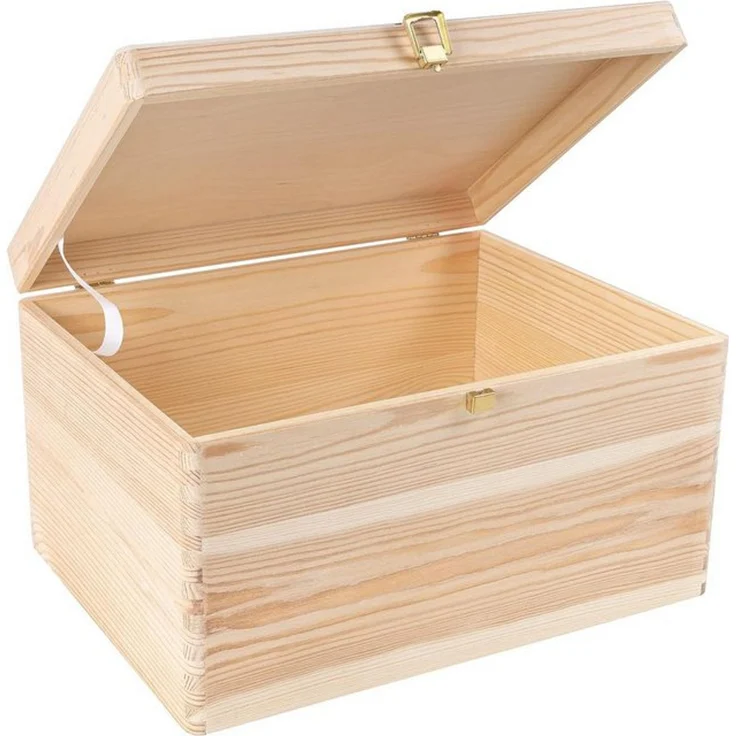 Creative Deco Holzkiste Natur mit Deckel und Schloss, Erinnerungsbox Baby Groß Holzbox mit Deckel Unlackiert Kasten – Bild 4