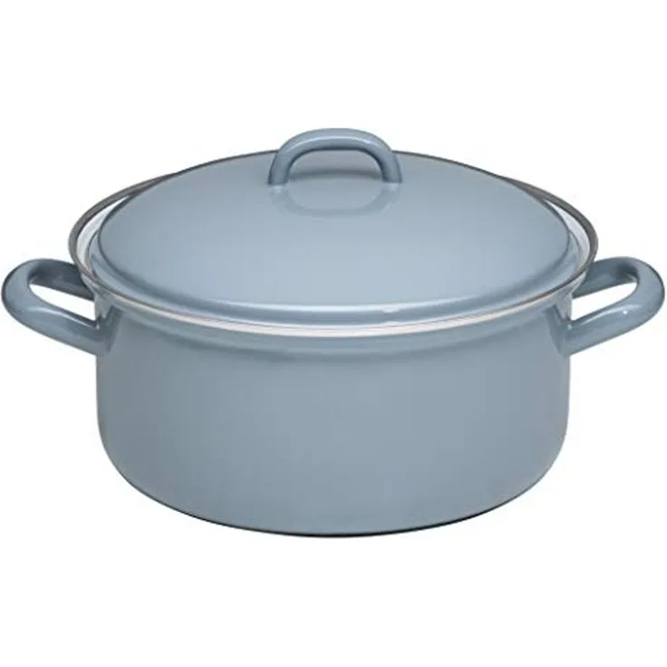 Riess Kasserolle mit Deckel aus Emaille 20 cm Pure Grey
