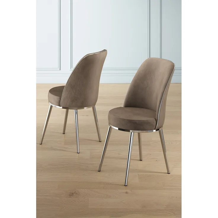 Skye Decor 'Pefa - Cappuccino, Chrome' Stuhlset (2-teilig), Cappuccino / Chrom, 45 x 91 x 42 cm