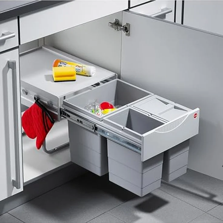 HAILO 3642-13 Abfallsorter 35 (18 + 2x8,5) Liter RAUMSPAR TANDEM ab 40 cm Schrankbreite – Bild 3
