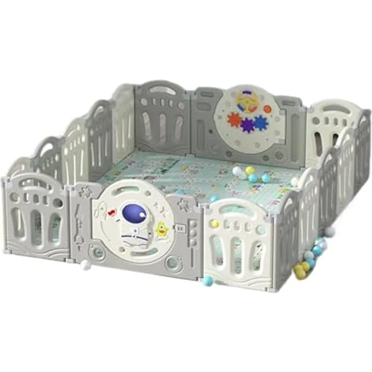 Magic ZC Laufstall Baby, Großer Laufgitter Baby, Laufstall Faltbar für Drinnen Draußen, Kinderaktivitätszentrum Spielhof Spielplatzpark für Kinder mit Antikollisionsschaum (Y 14+2)