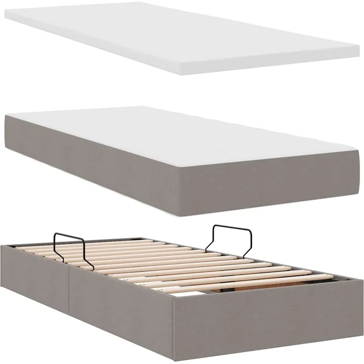 vidaXL LED-Speicherbett mit Matratze Taupe 90 x 200 cm Stoff 3371184 – Bild 9