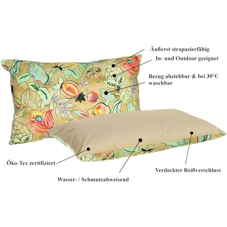JACK Dekokissen Outdoor Lounge Kissen 30x50cm Motiv inkl. Füllung, mit Lotus-Effekt, Robust, Strapazierfähig, für Innen & Außen geeignet – Bild 6