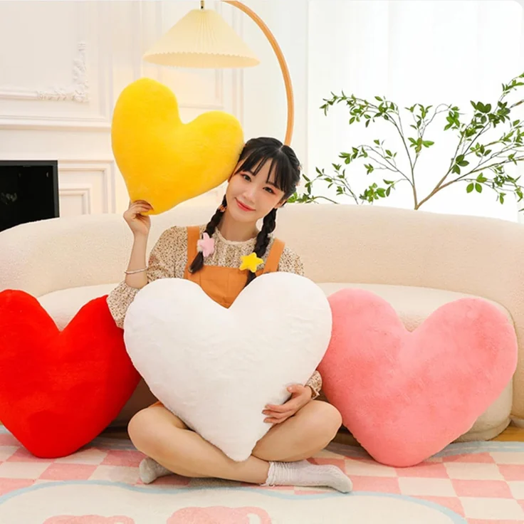 Herzkissen, Herz Kissen Kinderzimmer Decor, Kuschelkissen Kinder Herzform Dekokissen Kopfkissen Kissen Zierkissen für Mädchen & Jungen Zuhause Schlafzimmer Deko (Gelbes Herz,40cm) – Bild 4