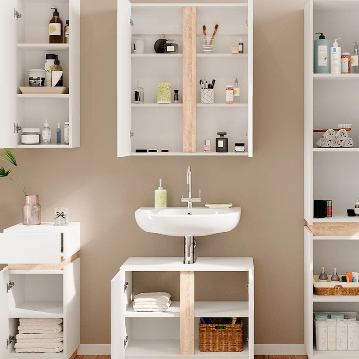 Badmöbel-Set Gloria Weiß 5 Teile Vicco – Bild 6
