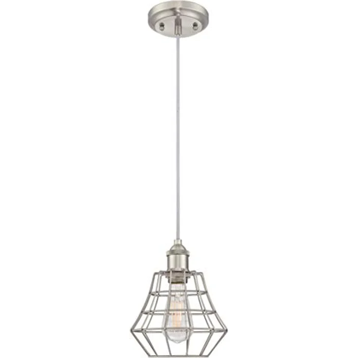 Westinghouse Pendelleuchte Nathan, Vintage Käfig-Design in nickelfarben, ideal für Küchen und Esszimmer – Bild 2