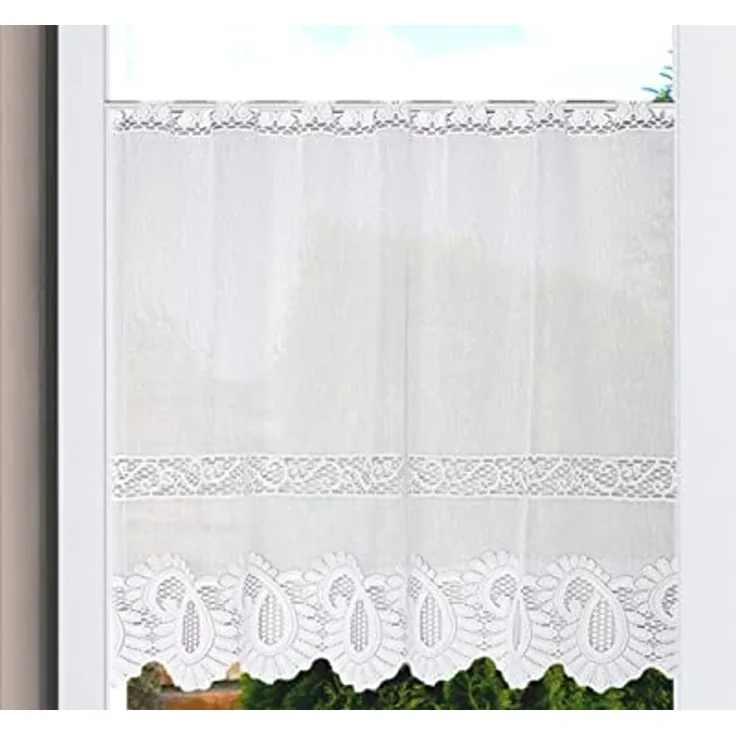 HOME WOHNIDEEN Gardine LEONORA (1 St), Stangendurchzug, halbtransparent, Wirkware, Kurzstore Jacquard, Scheibengardine