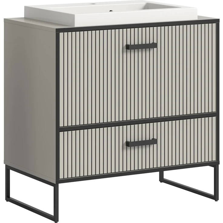 Waschtisch inkl. Waschbecken (B/H/T: 80x84x48 cm) in Kaschmir Nachbildung – Bild 1
