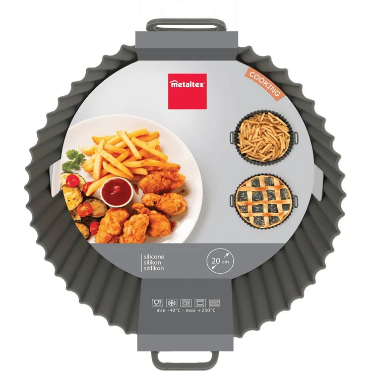METALTEX 222195000 Silikonkorb für Airfryer Ø 20 cm, geeignet für Heißluftfritteuse, Mikrowelle und Ofen – Bild 6