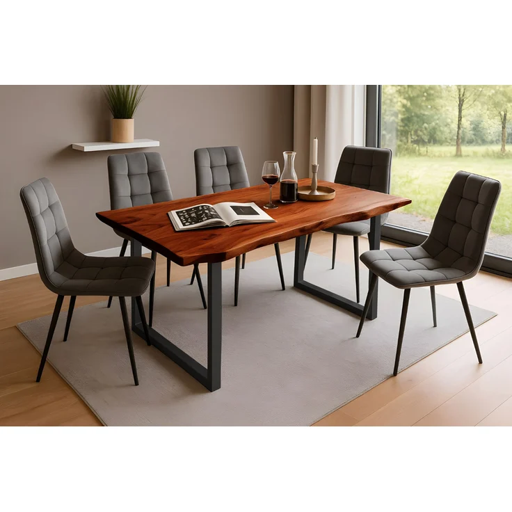 Esstisch Baumkante massiv Akazie nussbaum 160 x 85 schwarz QUINN 61854170 – Bild 3