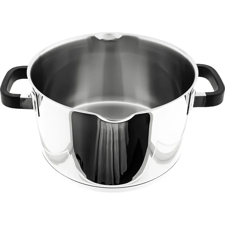 Hochwertiges Kochtopf aus Edelstahl mit Silikongriff und Glasdeckel in Silber 28 cm – Bild 4