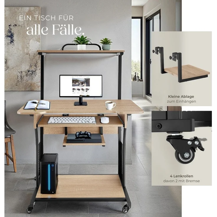 tectake Schreibtisch Fife (1-St, 1 tlg), Funktionaler Schreibtisch im kontrastreichen Industrial Style – Bild 3