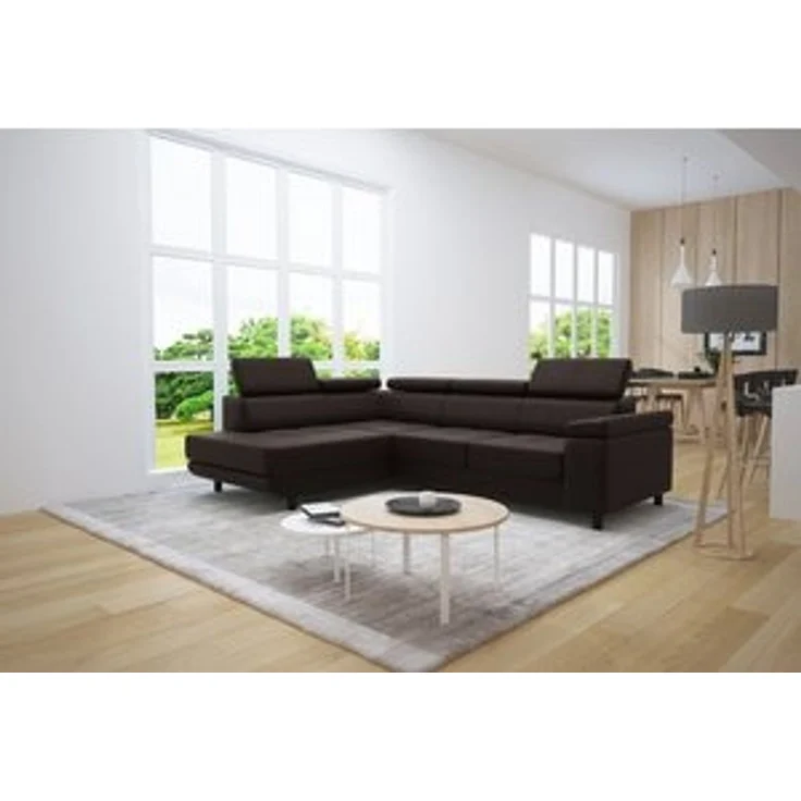 thematys Ecksofa LUNA L 250 x 183 cm, mit Schlaffunktion, mit Bettkasten, mit verstellbaren Kopfstützen, Braun (Monolith 29), Ausrichtung Links – Bild 7