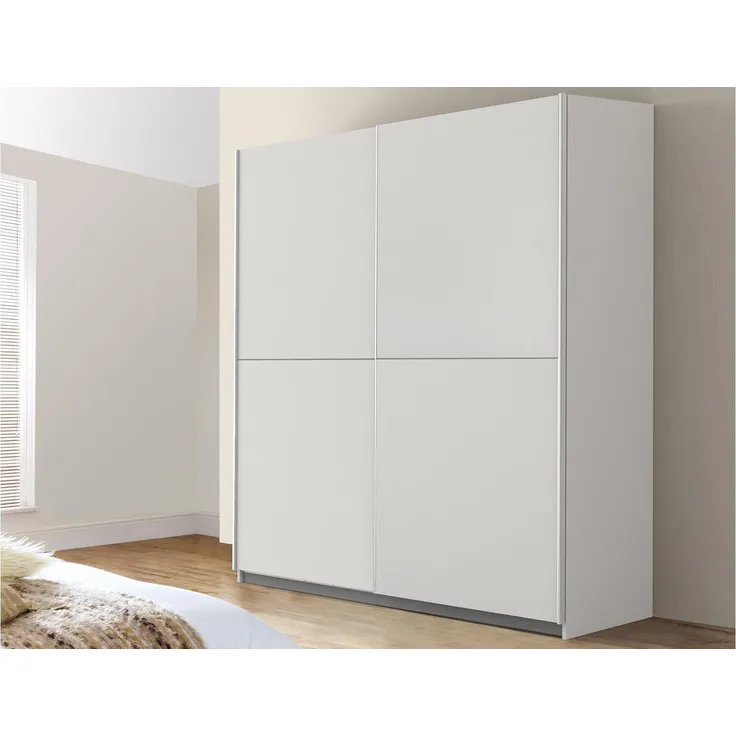 Schwebetürenschrank >Zorana< in Weiß - 170.3x190.5x61.2cm (BxHxT)