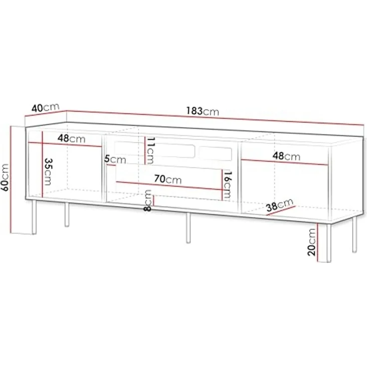 TV-Lowboard Domi 180 2D EF mit Kamin (Farbe: Cashmere) – Bild 5