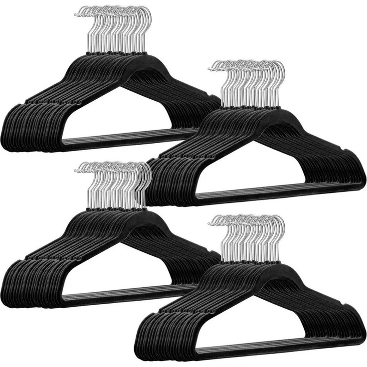 StickandShine Kleiderbügel 100 Stück Samt Kleiderbügel mit Silber Haken (100er Set), (Spar-Set), Designbügel – Bild 1