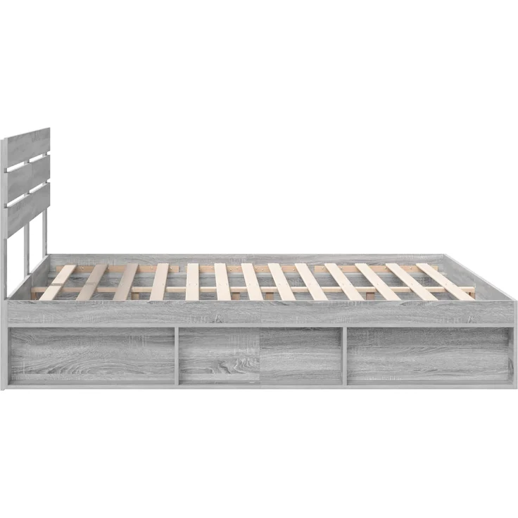 vidaXL Bettrahmen Graues Sonoma 200 x 200 cm Massives Kiefernholz 3411380 – Bild 7