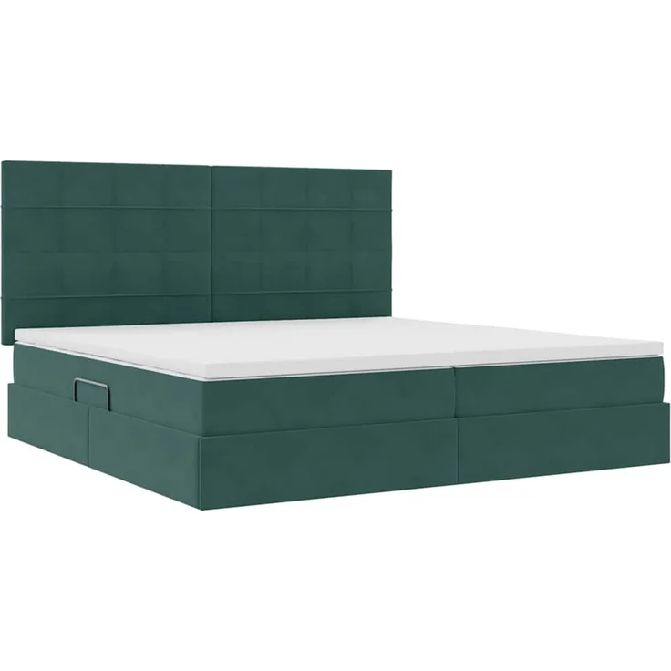 vidaXL Aufbewahrungsbett mit Matratze Dunkelgrün 200 x 200 cm Samt 3372054 – Bild 5